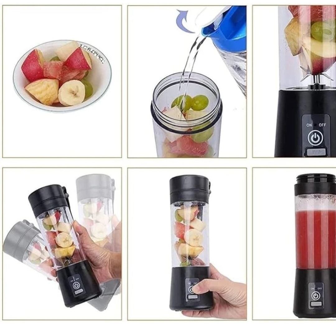 Zenkaro [Plastic Mini Juicer Mixer With 6 Ultra Sharp Blades Potable USB Rechargeable Blender Hand Juicer]