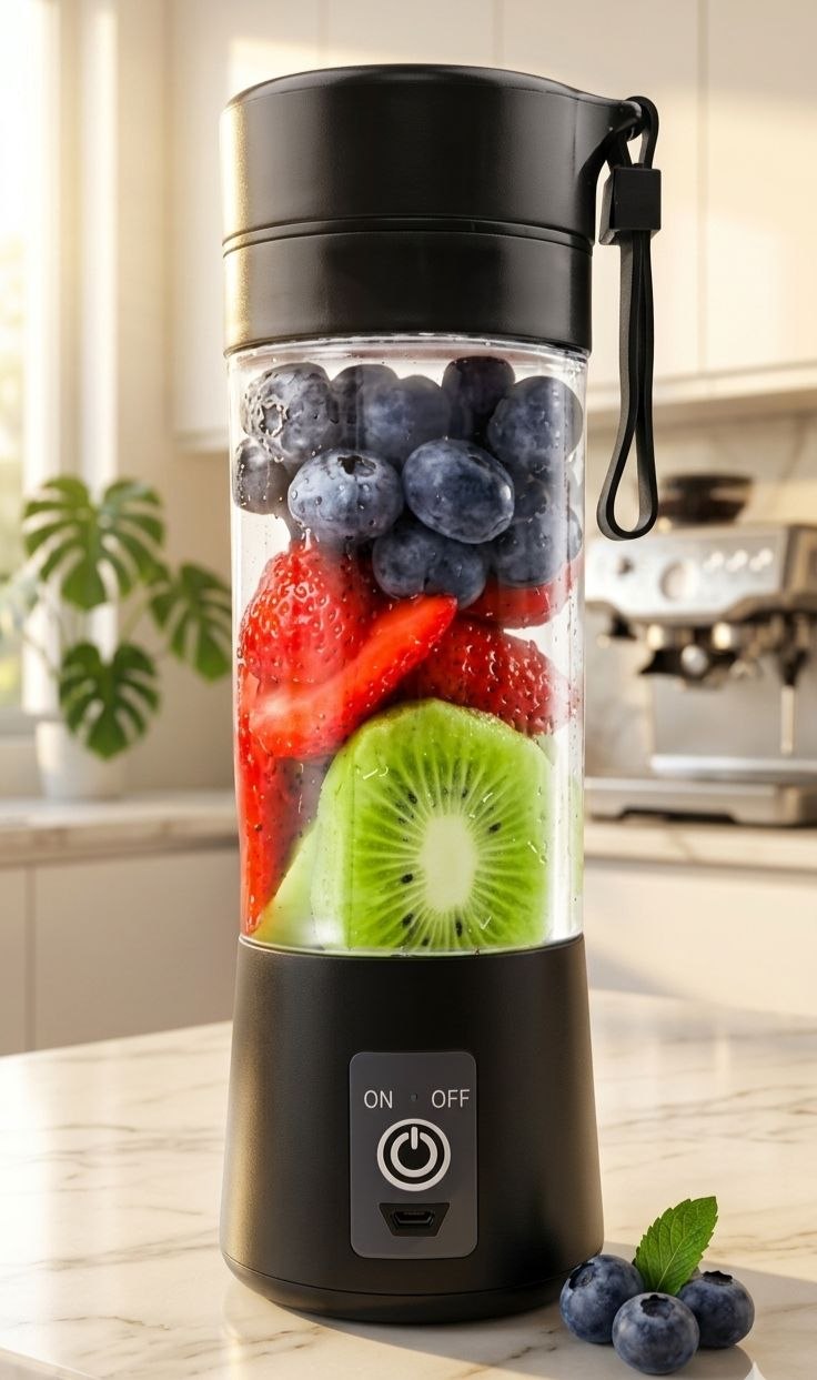 Zenkaro [Plastic Mini Juicer Mixer With 6 Ultra Sharp Blades Potable USB Rechargeable Blender Hand Juicer]